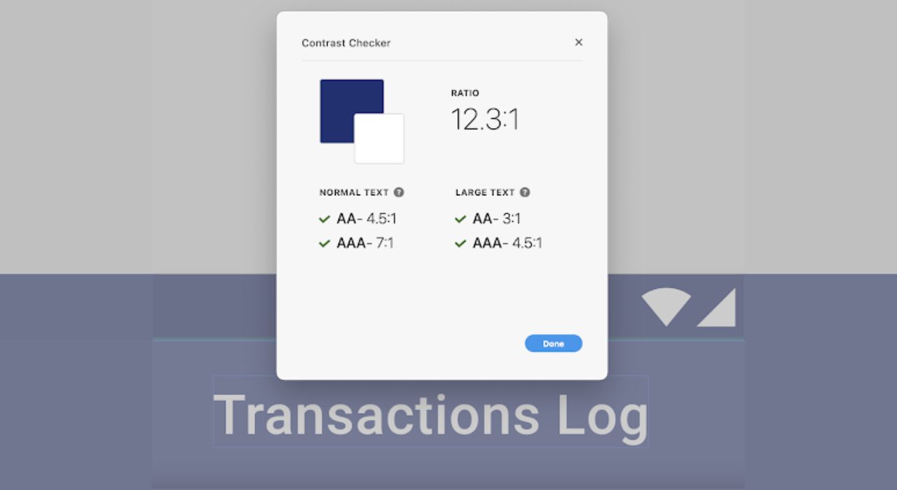 Transaction log screen for checking contrast